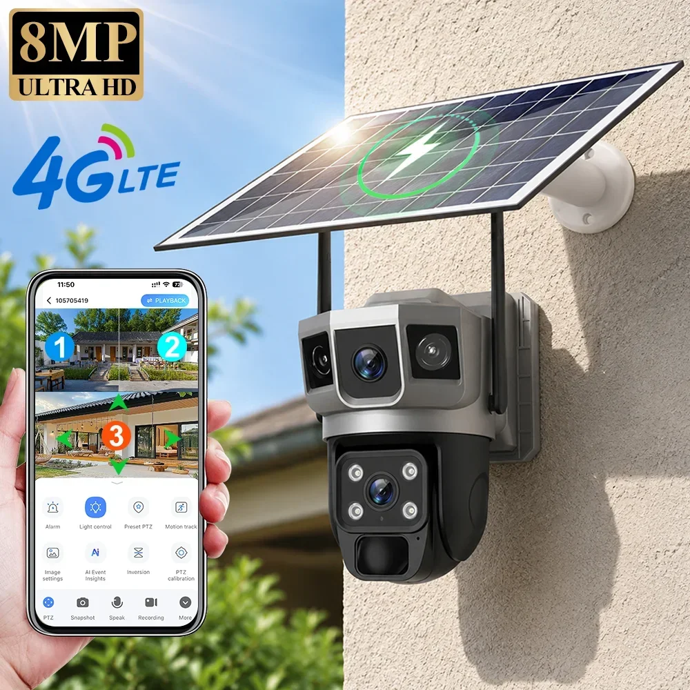 Home Security Ultimate - V380 4K 3 Schermi Telecamera 4G