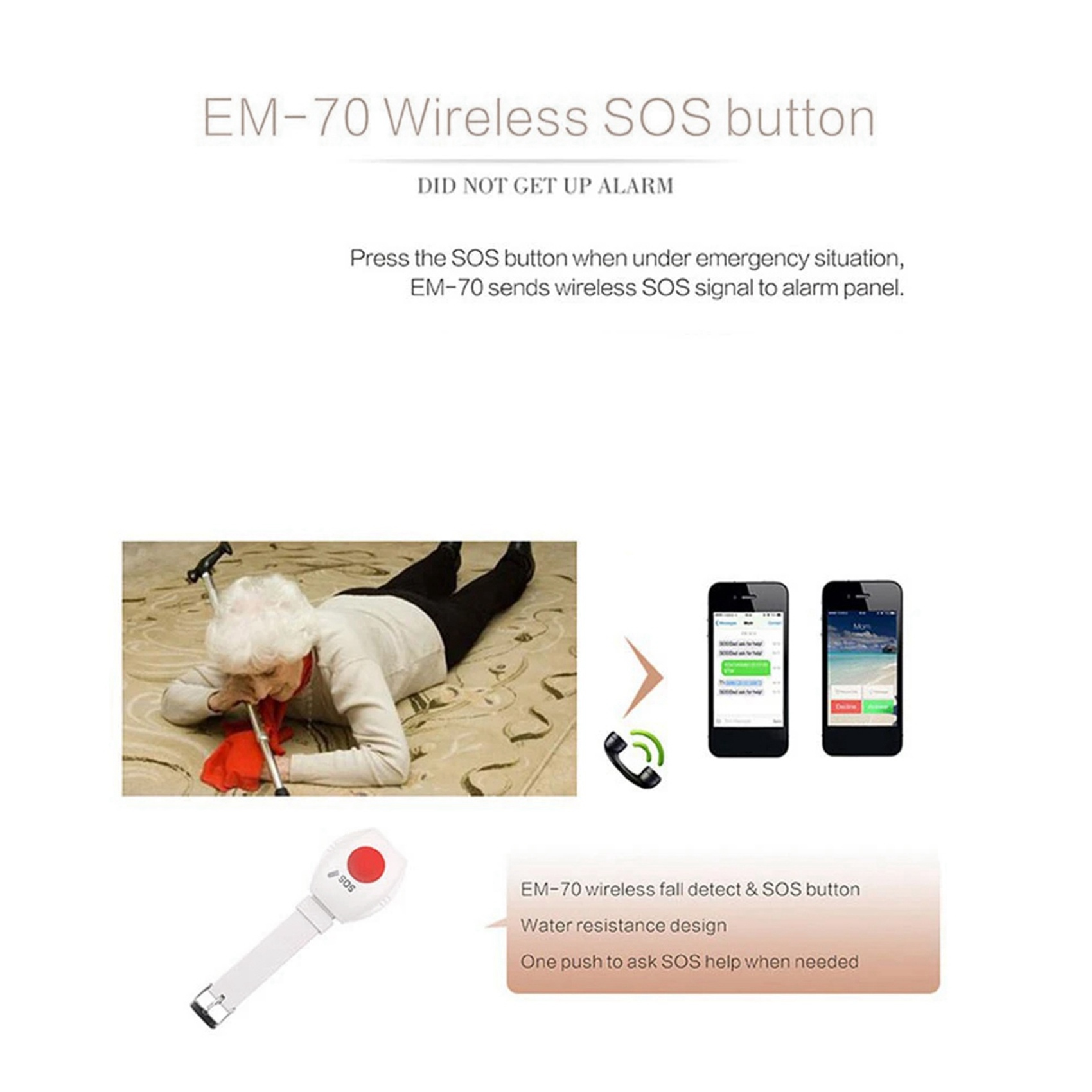 Home Security Alarm System - 2 pulsanti di emergenza RF 315Mhz,