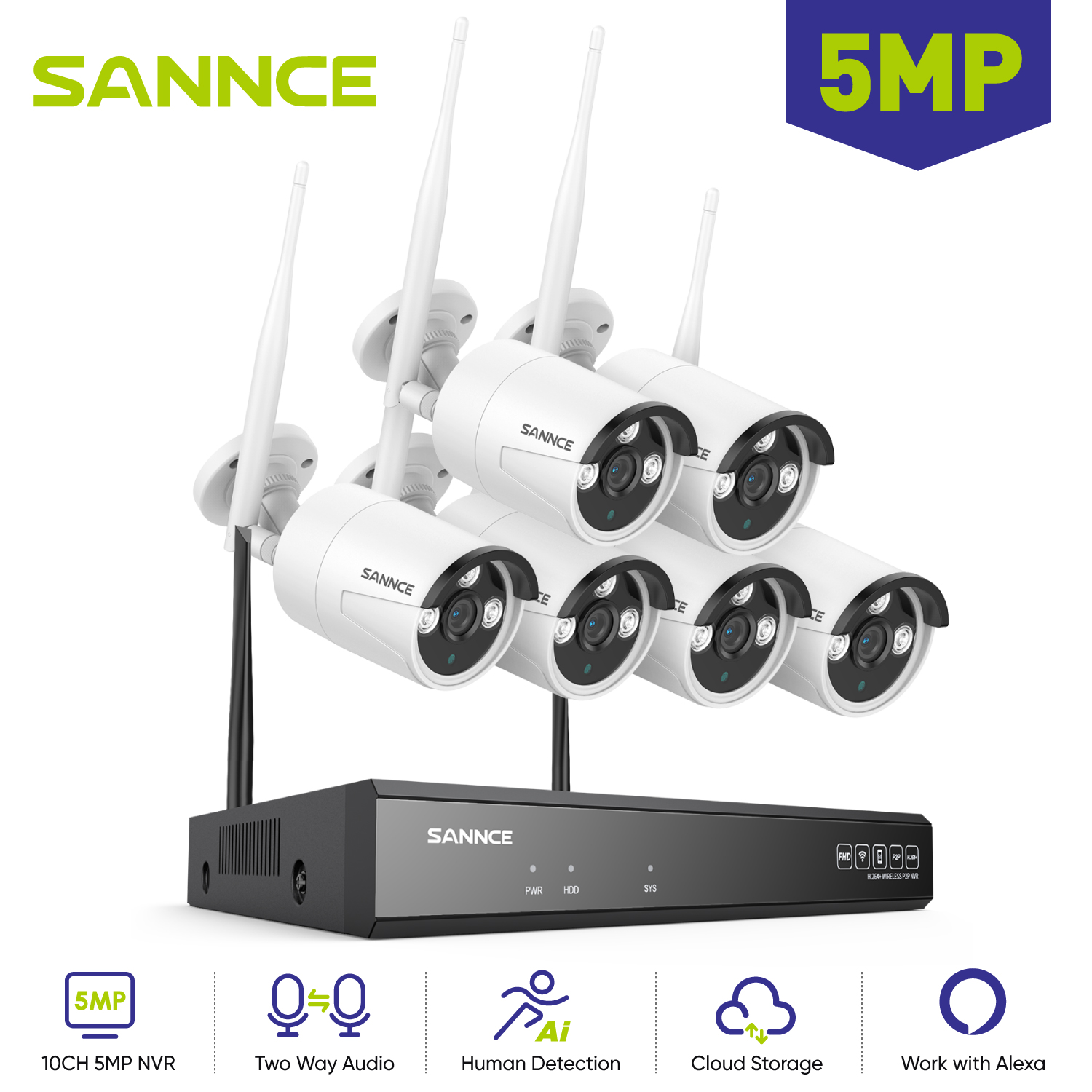SANNCE 6PCS 5MP Wifi Camera IP - Home Security Camera System recensione e prezzo